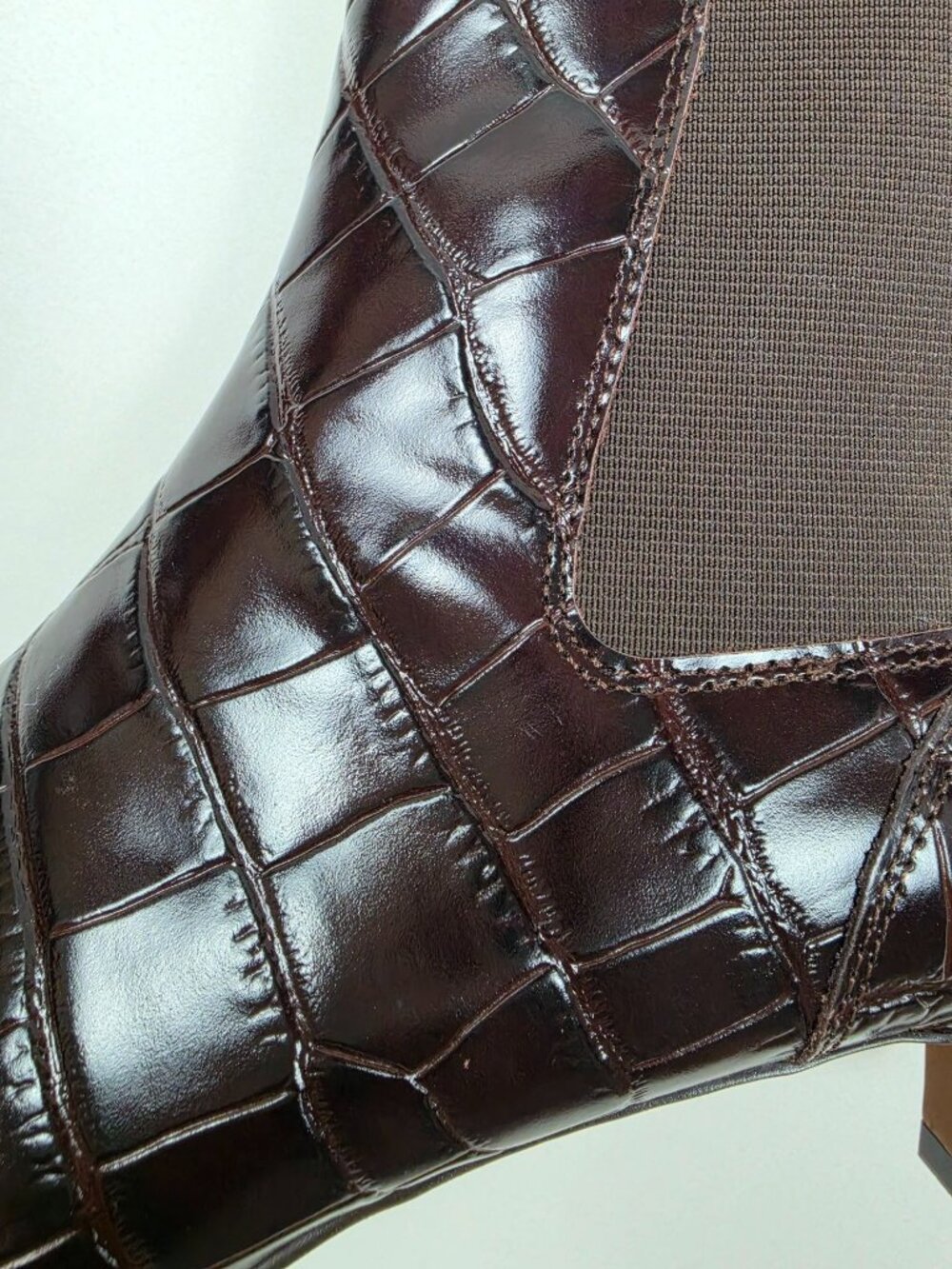 Madewell The Dimes Chelsea Boot Croc-Stamped Leather Women 7M Coffee Bean Brown - Picture 14 of 16